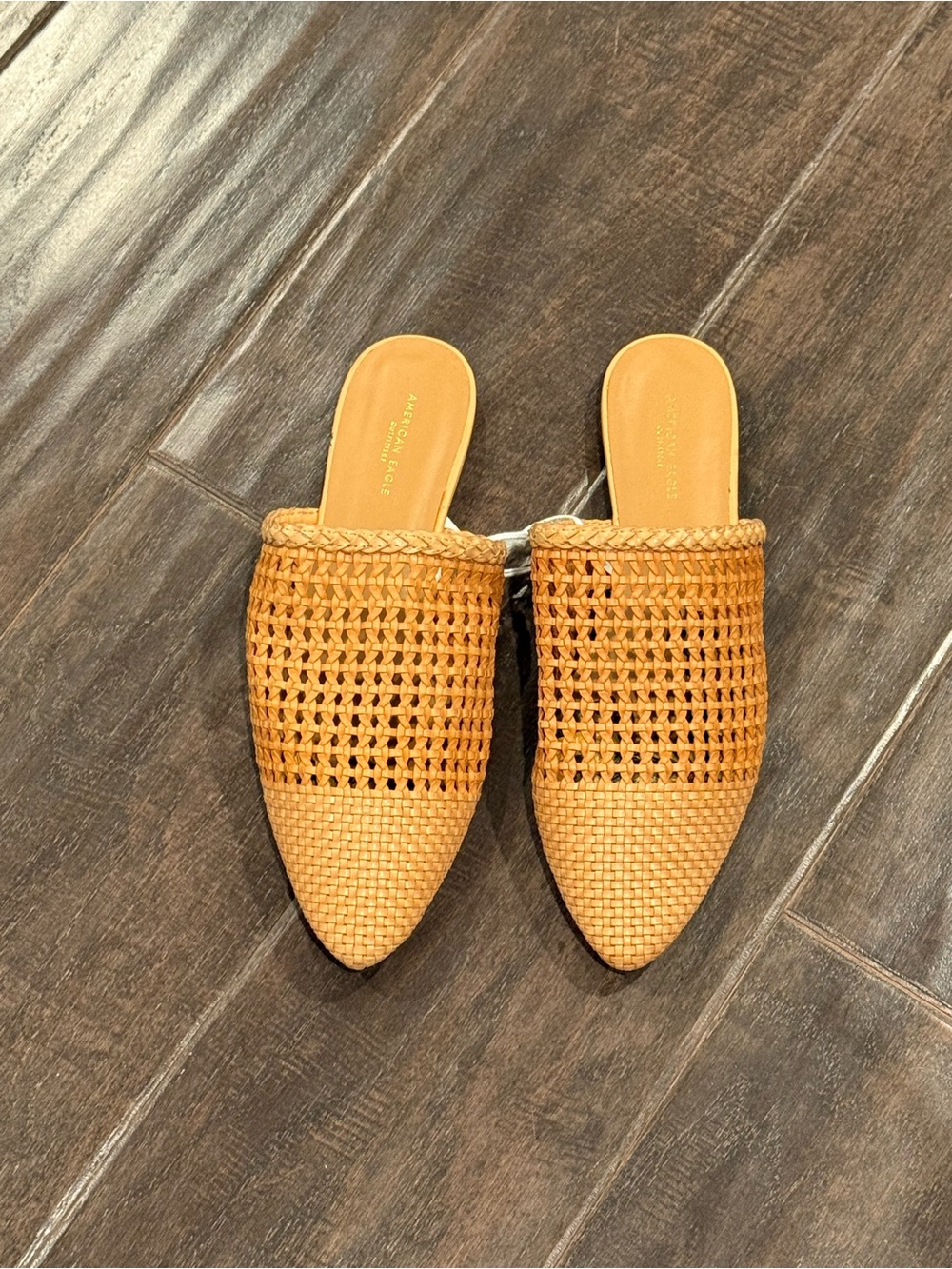 NWT American Eagle Woven Pointed-Toe Mule - Tan